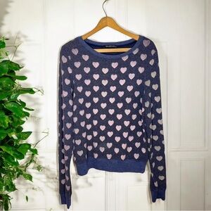 WILDFOX Intentionally Pilled Worn Valentines Day Pink Heart Long Sleeve Top